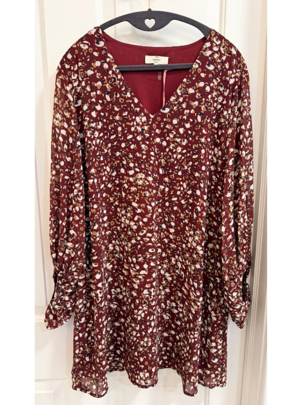 NWT Entro Burgundy Gold Foil Print Mini Dress S